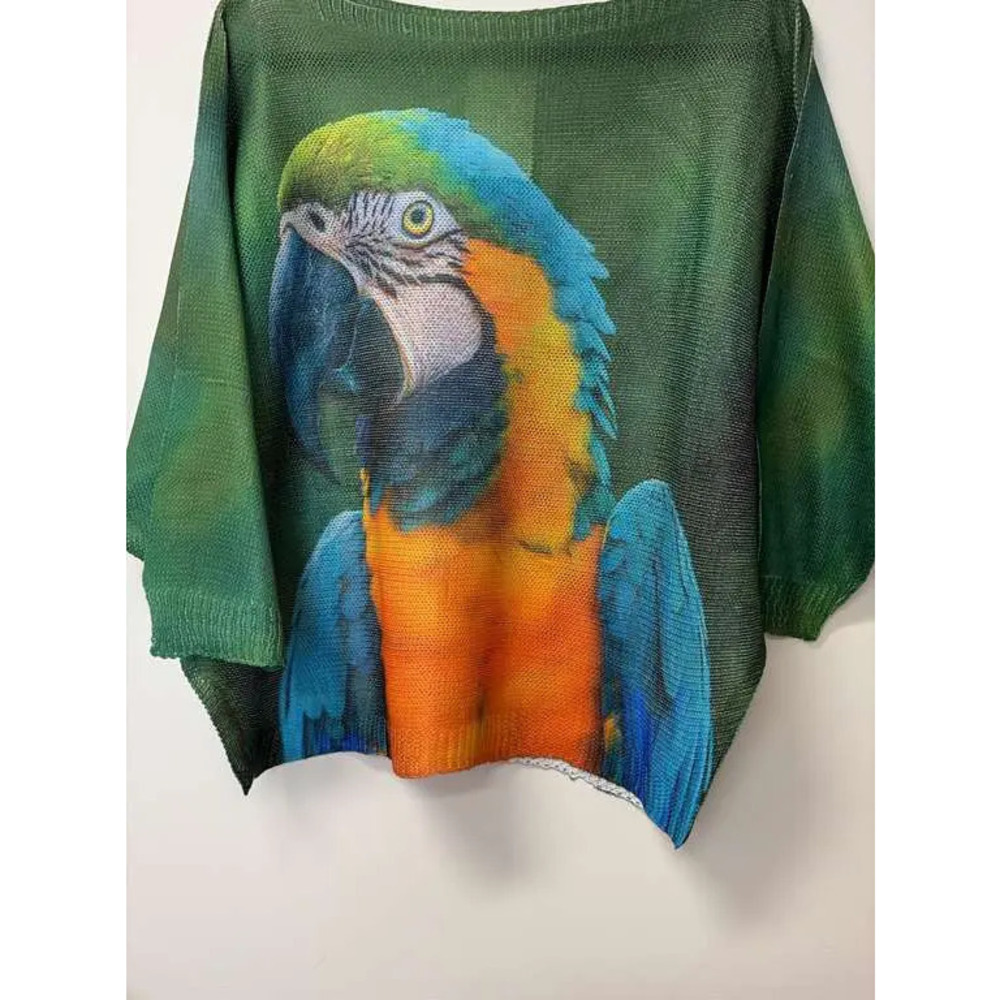 L77 Loowie Macaw Round Neck Knit Printed Sweater One Size